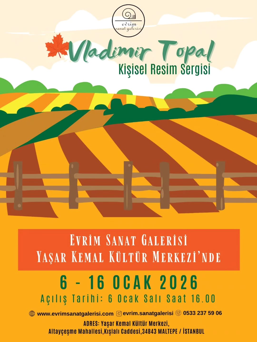 Evrim Sanat Galerisi Yaşar Kemal Kültür Merkezi'nde